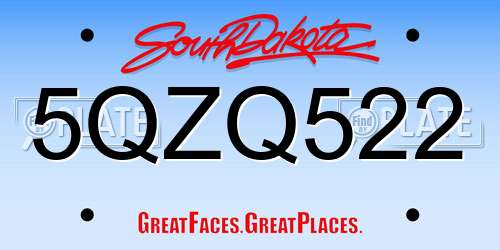 5QZQ522 South Dakota License Plate