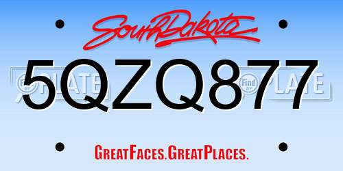 5QZQ877 South Dakota License Plate