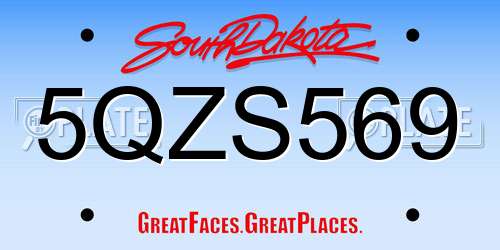 5QZS569 South Dakota License Plate