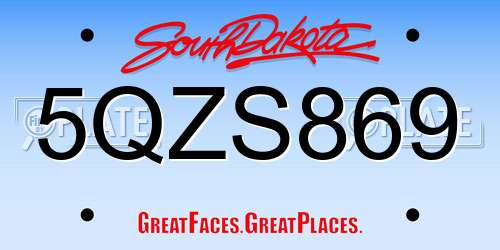 5QZS869 South Dakota License Plate