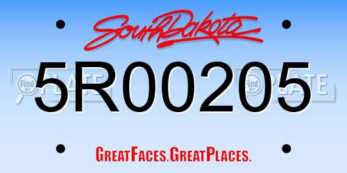 5R00205 South Dakota License Plate