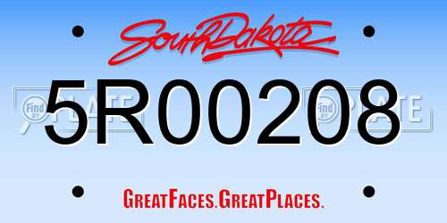 5R00208 South Dakota License Plate