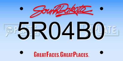 5R04B0 South Dakota License Plate