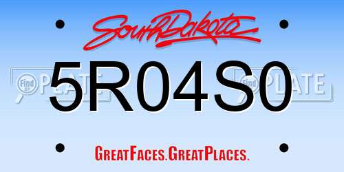 5R04S0 South Dakota License Plate