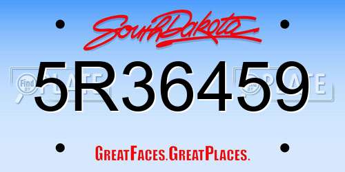 5R36459 South Dakota License Plate
