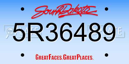 5R36489 South Dakota License Plate
