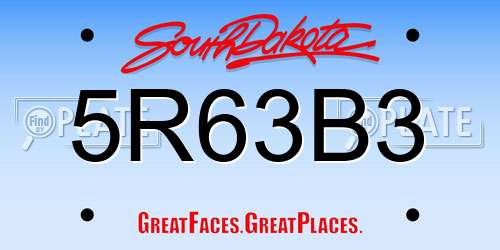 5R63B3 South Dakota License Plate