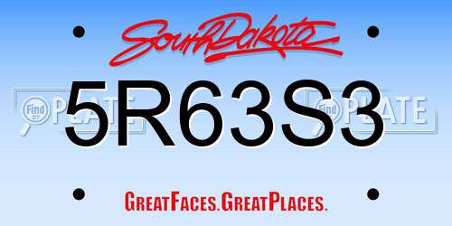 5R63S3 South Dakota License Plate
