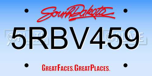 5RBV459 South Dakota License Plate