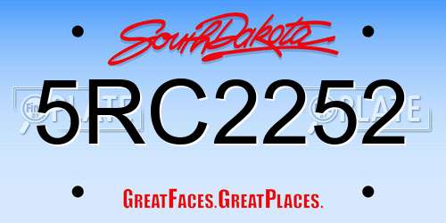 5RC2252 South Dakota License Plate
