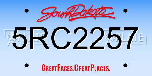 5RC2257 South Dakota License Plate