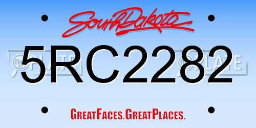 5RC2282 South Dakota License Plate