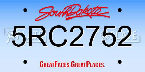 5RC2752 South Dakota License Plate