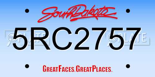 5RC2757 South Dakota License Plate