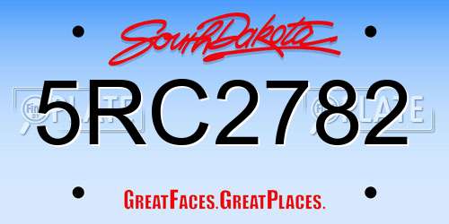 5RC2782 South Dakota License Plate