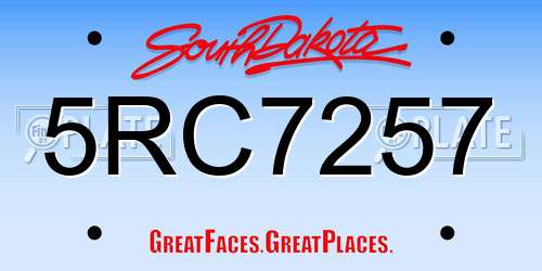 5RC7257 South Dakota License Plate