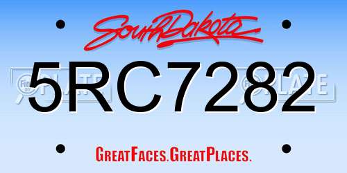 5RC7282 South Dakota License Plate
