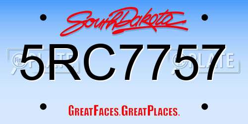 5RC7757 South Dakota License Plate
