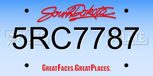 5RC7787 South Dakota License Plate