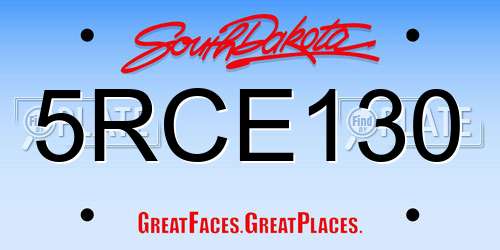 5RCE130 South Dakota License Plate