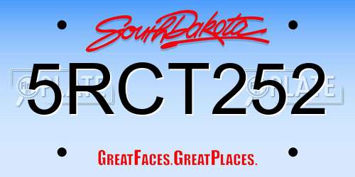 5RCT252 South Dakota License Plate