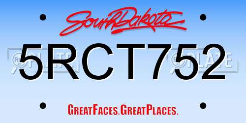 5RCT752 South Dakota License Plate