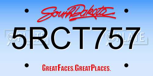 5RCT757 South Dakota License Plate