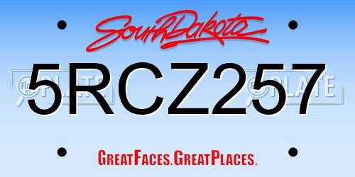 5RCZ257 South Dakota License Plate
