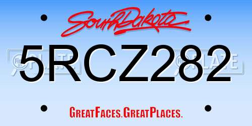 5RCZ282 South Dakota License Plate