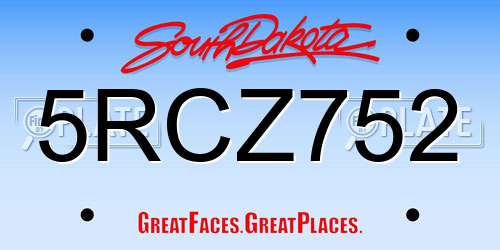 5RCZ752 South Dakota License Plate