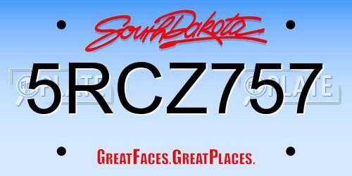 5RCZ757 South Dakota License Plate