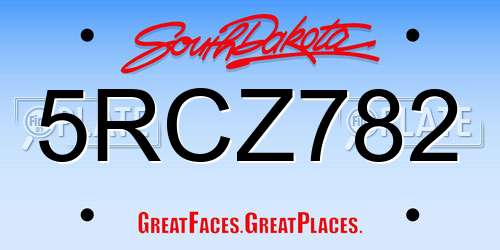 5RCZ782 South Dakota License Plate