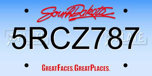 5RCZ787 South Dakota License Plate