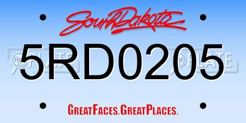 5RD0205 South Dakota License Plate
