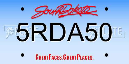5RDA50 South Dakota License Plate