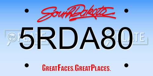 5RDA80 South Dakota License Plate