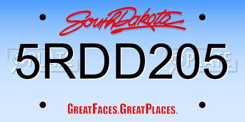5RDD205 South Dakota License Plate