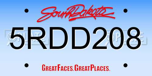 5RDD208 South Dakota License Plate