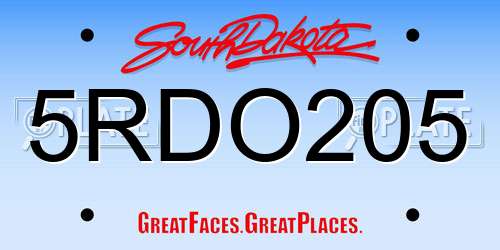 5RDO205 South Dakota License Plate