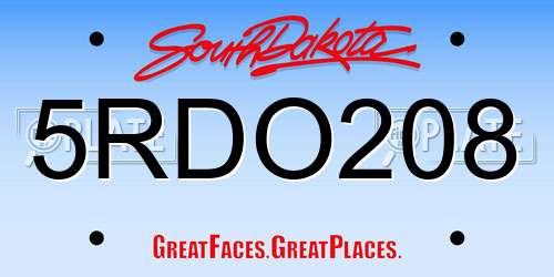 5RDO208 South Dakota License Plate