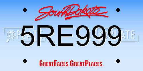 5RE999 South Dakota License Plate