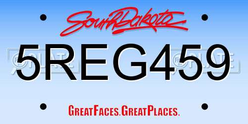 5REG459 South Dakota License Plate