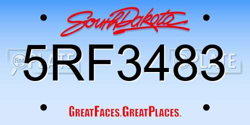 5RF3483 South Dakota License Plate
