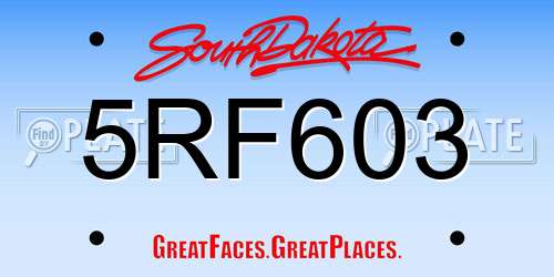 5RF603 South Dakota License Plate