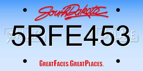 5RFE453 South Dakota License Plate
