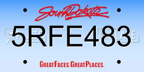 5RFE483 South Dakota License Plate