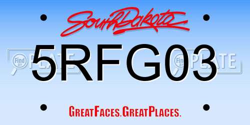 5RFG03 South Dakota License Plate