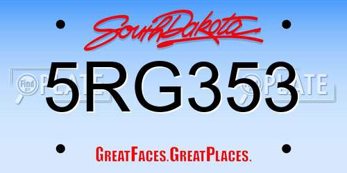 5RG353 South Dakota License Plate