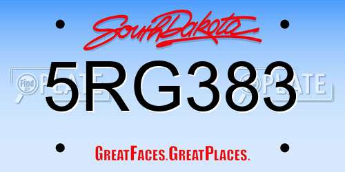 5RG383 South Dakota License Plate