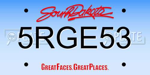5RGE53 South Dakota License Plate